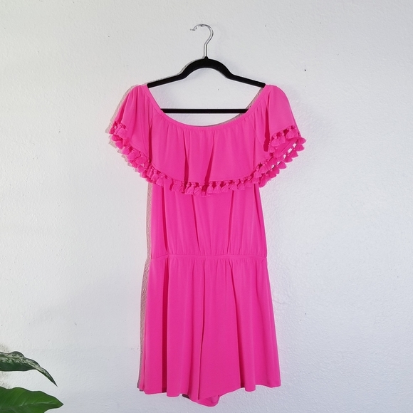 LILLY PULITZER La Fortuna Off-The-Shoulder Romper Pink Small - Picture 8 of 12